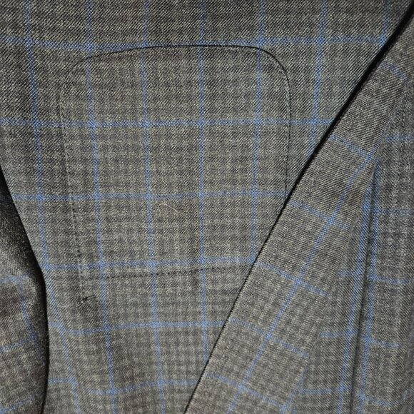 Vince Camuto Mens Large Plaid Blazer Jacket Blue & Black Wool Blend Single-Breas - Picture 11 of 16